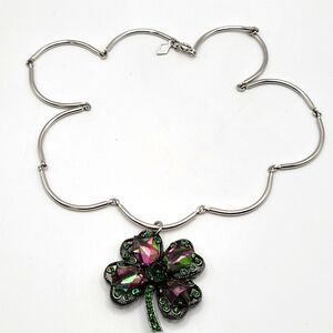 VTG Weiss Four Leaf Clover Pendent | Sarah Coventry Chain | SIGNED | Repurposed